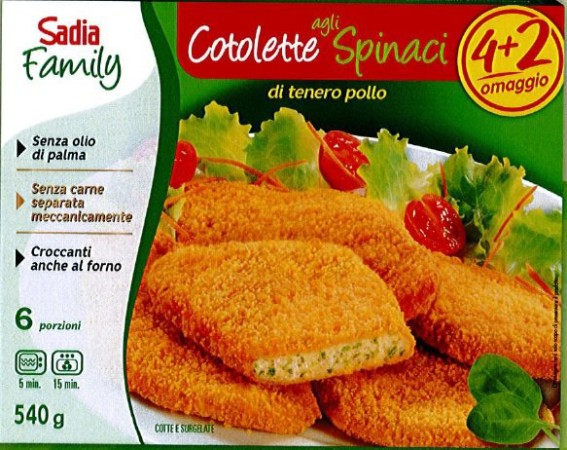 tyson food 4+2 cotolette di pollo agli spinaci 540 g